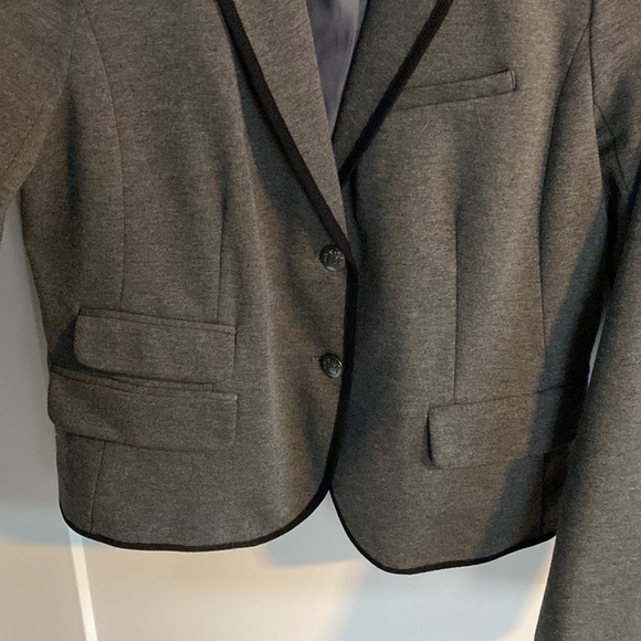 Gap The Academy Blazer Charcoal Gray Black Trim Size 10 - Picture 4 of 10